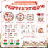 185Pcs Set, 25 cocomigo Mushroom Birthday Decorations Tableware Mushroom Birthday Decorations with Plates Napkins Cups