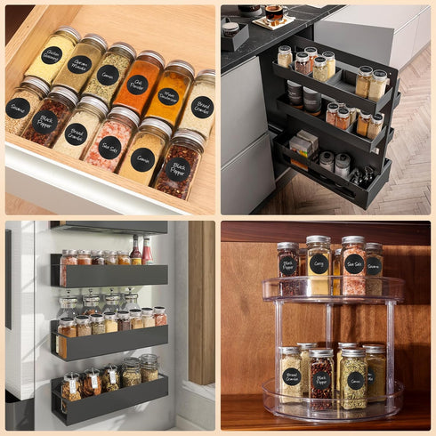 DIDITIME 24Pcs 4oz Spice Jars with Label, Empty Square Seasoning Containers, Spice Jars with Shaker Lids, Small Spice