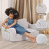 2-in-1 Extra Wide Toddler Chair, Toddler Couch Fold Out, Convertible Sherpa Sofa to Lounger for Boys & Girls, Grey