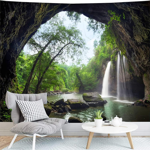 FENDROM Green Misty Forest Tapestry Wall Hanging Nature Landscape Tapestry for Bedroom Living Room Decor