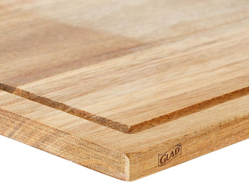 Glad Acacia Wood Cutting Board with Juice Grooves | Reversible Solid Butcher Block and Charcuterie Tray | Home Kitchen Supplies for Chopping and Serving(Brown) by Glad