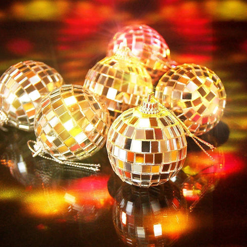 12 Pcs Silver Disco Mirror Balls for Party Decoration, Christmas Tree Ornaments (4CM)