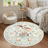 5Ft nesrt Washable Area Rugs Round for Living Room Non Slip, Beige Dragon Forest Circle Dining Room Rugs Low Pile, Soft