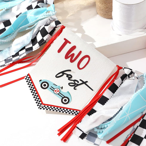 Agkvw 2nd 2ndBirthday Two Fast Birthday Banner - Race Car Birthday High Chair Banner, Race Car Theme Bday Decoration