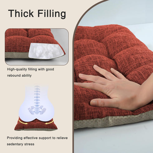 Set 2 OVOV Non-Slip Rocking Chair Cushion Extra Large Chair Pads with High Back Linen Cushion for Rocking Chair
