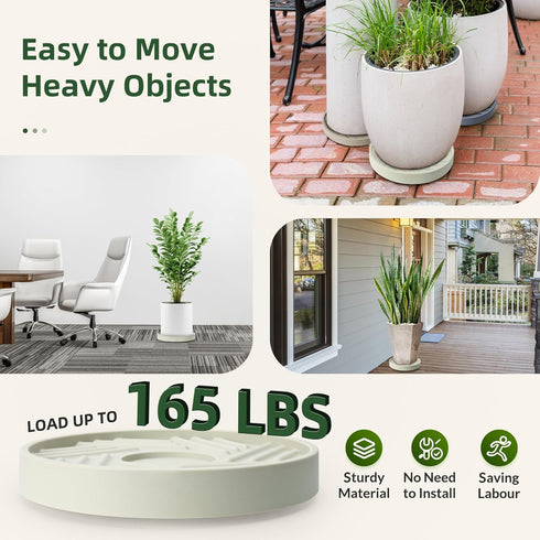 2PCS 10 inches REDHUGO Round Plant Caddy with Hidden Wheels, Heavy Duty Rolling Plant Stand Caddy with Wheels, Pot Base