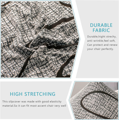 Armless Room(Grey/Black,1) Iauddy Accent Slipper Chair Cover Slipcover,Stretch Spandex Printed Removable Non-Slip Silp