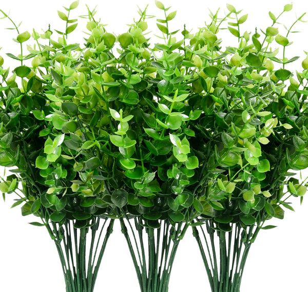 Leyaron 9 Bundles Fake Plants - Artificial Boxwood Greenery, 63 Stems Faux Plastic Plants for Indoor Outdoor Decor