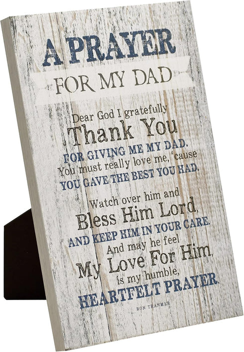 DEXSA Prayer for My Dad Wood Frame Wall Plaque, 6x9 inches, Father’s Day Gift, Made in USA