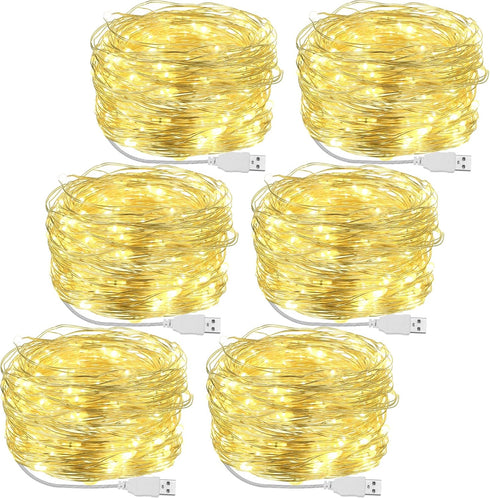 Macarrie 6 Pcs USB String Lights 33 ft 100 LED Fairy Lights