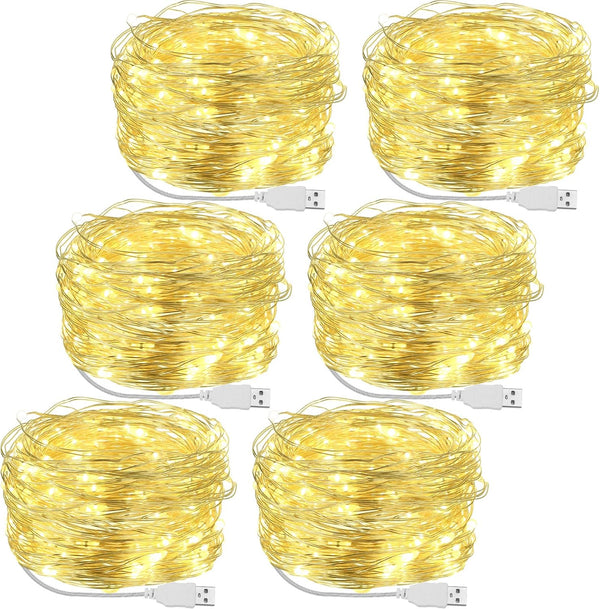 Macarrie 6 Pcs USB String Lights 33 ft 100 LED Fairy Lights