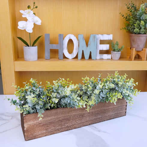 Winlyn Rustic Wooden Planter Box 17.3" L x 3.9" W x 3.9" H, Brown Decorative Wood Box for Home Garden Centerpiece