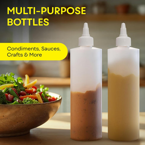 16 OZ 2 PACK BRIGHTFROM Condiment Squeeze Bottles, Empty Squirt Bottle with Twist Top Cap, Leak Proof - Great