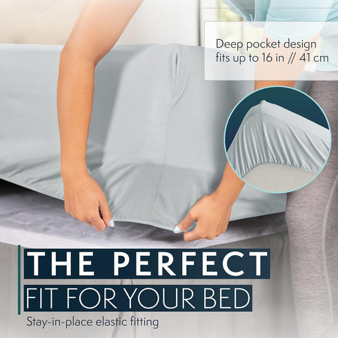 King Size Sheets Set - 4 pc Bed Sheets & Pillowcases, Soft Breathable Microfiber with Deep Pockets