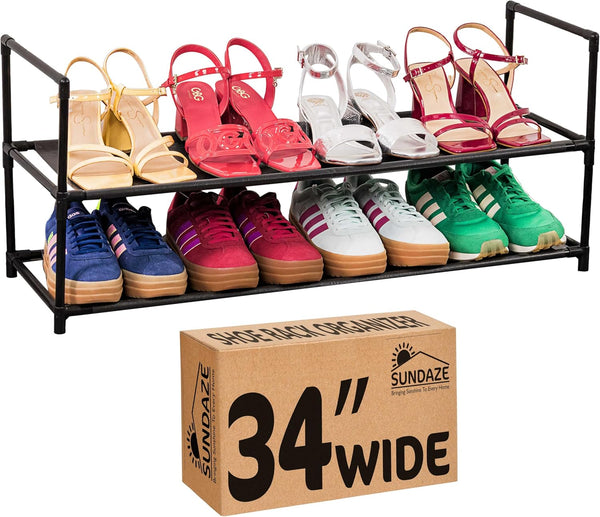 Sundaze Shoe Rack - 2 Tier Shoe Rack for Front Door Entrance,