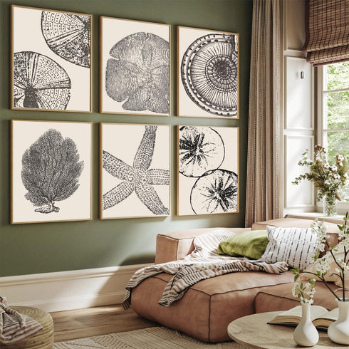 WYHLMTQ 6Pcs Boho Beach Coastal Posters, Modern Abstract Canvas Wall Art, Unframed Beach Gallery Decor, 12x16 Inch
