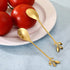 12 pcs Stainless Steel Gold Leaf Coffee Spoon Set, Creative Tableware Dessert Spoons for Ice Cream, Cake, Tea