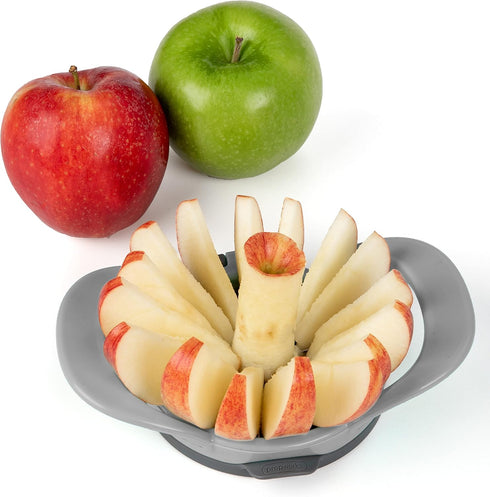 PrepWorks by Progressive 16-Slice Thin Apple Slicer and Corer with Attached Safety Cover - Dishwasher Safe (Grey)
