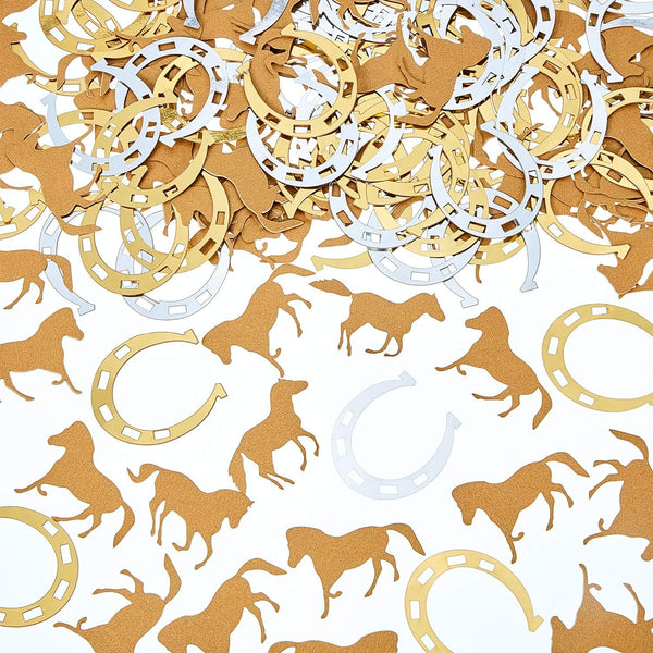 800 Pieces Horseshoe Confetti Decorations - Horse Party Accessories for Birthday, Derby Day Party Supplies