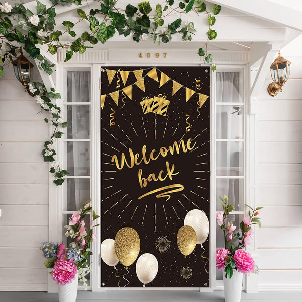 Welcome Back Door Banner Decoration, Large Cover for Homecoming, Retirement Party Photo Booth