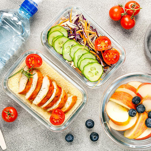 VERONES 10 Pack Glass Meal Prep Containers, Airtight Glass Lunch Containers, BPA-Free, for Microwave, Oven, Freezer &