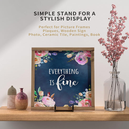 6 Inch Black Metal Square Easel Stands for Plates, Photos, Decor (2 Pack)