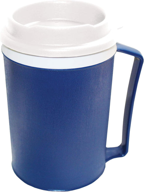 Rehabilitation Advantage Plastic Weighted Insulated Mug with Tumbler Lid (12oz), Blue