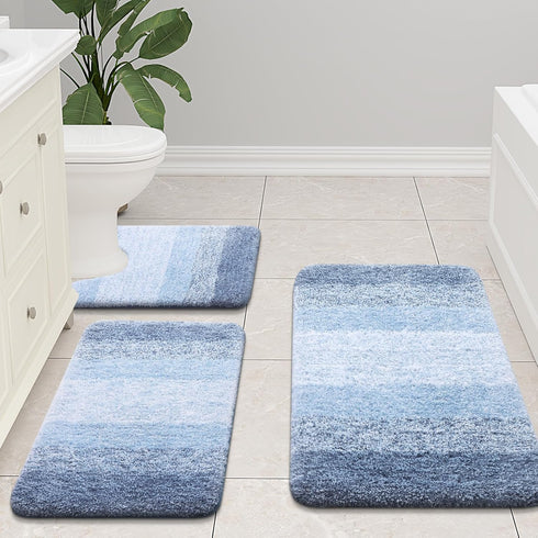 Arotive Shaggy Soft Bathroom Rugs, Absorbent Microfiber Bath Mats, Non-Slip Machine Wash Dry, 30" x 20", Light Blue
