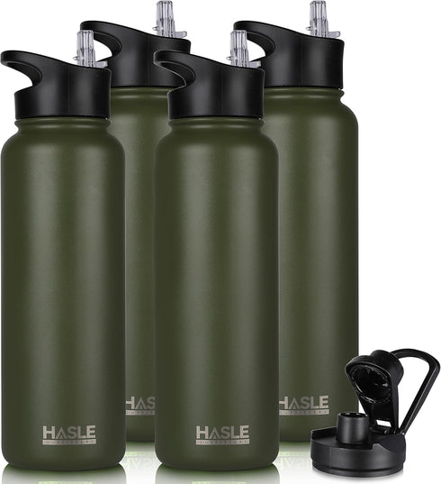 HASLE OUTFITTERS 40oz Stainless Steel Water Bottle, Vacuum Insulated Double Walled Leak Proof with 2 Lids (Straw and