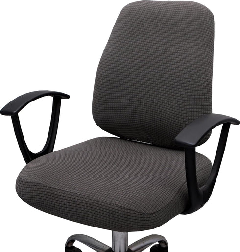 Computer Office Chair Cover, Stretchable Universal Rotating Chair Slipcover (ZZ Dark Grey Walf Checks)