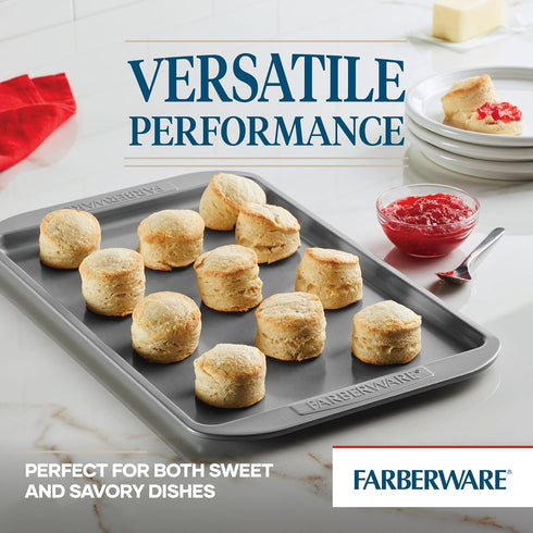 Farberware Nonstick Cookie Baking Sheets, 3-Piece Set, Gray