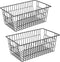 iPEGTOP Wire Freezer Storage Baskets, Set of 2 Farmhouse Bins with Handles for Kitchen Cabinets, Pantry, Black