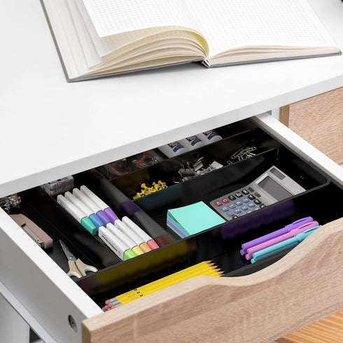 Simple Houseware Expandable Kitchen Drawer Flatware Organizer in Black