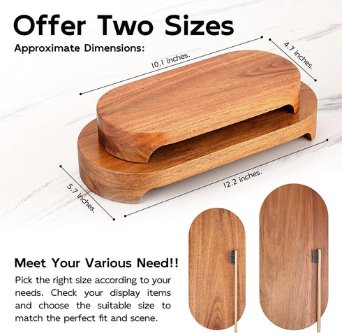 CAMLOT Counter Counter Acacia Wood Risers for Decor Display, Bathroom Decorative Tray, Soap Dish Risers, Pedestal Stand