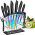 Knife Set, 16 Pieces High Carbon Stainless Steel Rainbow Color Kitchen Knives, Titanium Coating Blade, No Rust, Super