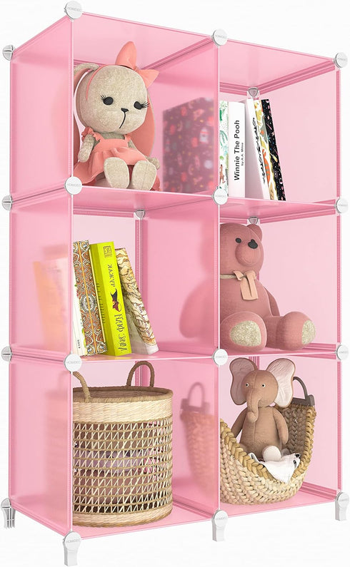 HOMIDEC 6-Cube Storage Shelf, Storage Bookcase Bookshelf with Metal Hammer, Storage Cubes