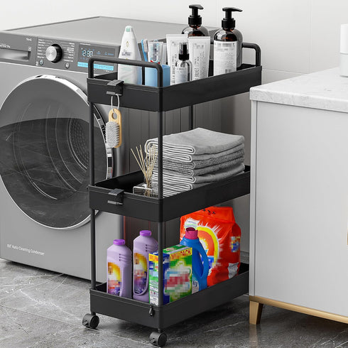 3 Ronlap Tier Slim Rolling Storage Cart with Wheels Plastic Utility Cart Organizer for Snack Craft Art Postpartum Baby