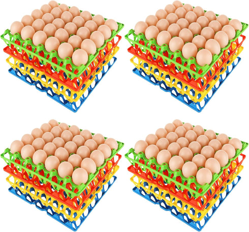 16 PCS Plastic Egg Tray 30 Cell Egg Flats Crates Stackable Egg