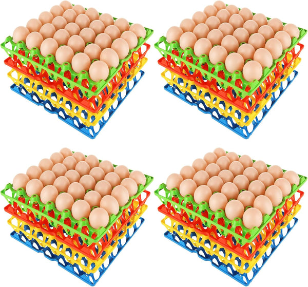16 PCS Plastic Egg Tray 30 Cell Egg Flats Crates Stackable Egg
