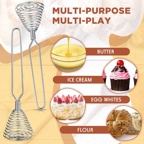 4 Pieces Stainless Steel Spring Whisk, 8.46 Inches Egg Whisk for Blending, Whisking, Beating, Stirring Kitchen Utensil