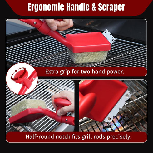 SHINESTAR Grill Brush for Outdoor Grill with Aramid Fiber - Steam Cleaning BBQ Grill Brush and Scraper, Grill Brush