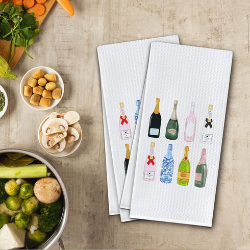 16x24 Inch Set 2 Champagne Accessories Kitchen Towels, Champagne Gifts for Women Dish Tea Towels, Gifts for Wine Lovers