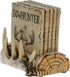 Pine Ridge Home Antler Wood Log Coaster Set with Holder - Absorbent Cabin Lodge Decor for Hunter Men