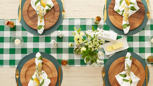 DII Buffalo Check Collection Classic Farmhouse Table Runner, 14x72, Green & White