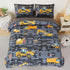 ANGIYUIN Twin Boys Comforter Set 5 Pcs Gray Construction Bed in A
