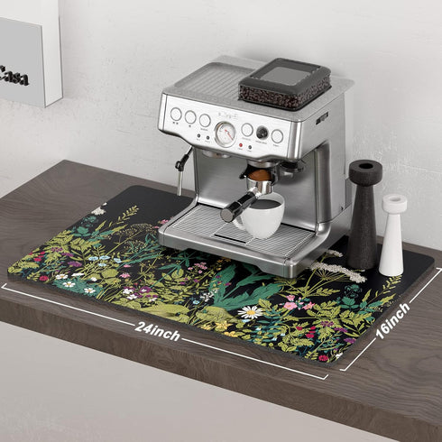 16" 24" Counter, Rnivvi Coffee Mat, x Cute Flower Theme Coffee Bar Mats for Espresso Machine Station Accessories