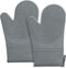 Hovico Silicone Oven Mitts, 2PCS Grey Oven Gloves with Non-Slip Waterproof, Heat Resistant 600 Degree