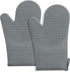 Hovico Silicone Oven Mitts, 2PCS Grey Oven Gloves with Non-Slip Waterproof, Heat Resistant 600 Degree