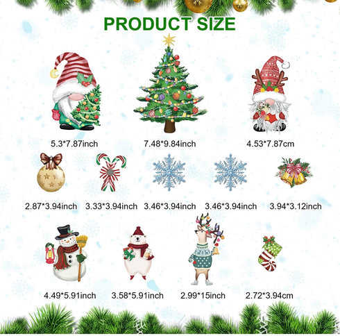 12 Pieces Christmas Refrigerator Magnets, DIY Xmas Tree Fridge Magnets, Fridge Magnetic Decor for Metal Door Decor
