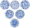 AD Set of 6 Absorbing Round Ceramic Coasters with Cork Base, Tabletop Protection Mat for Mugs & Cups (Indigo Blue)